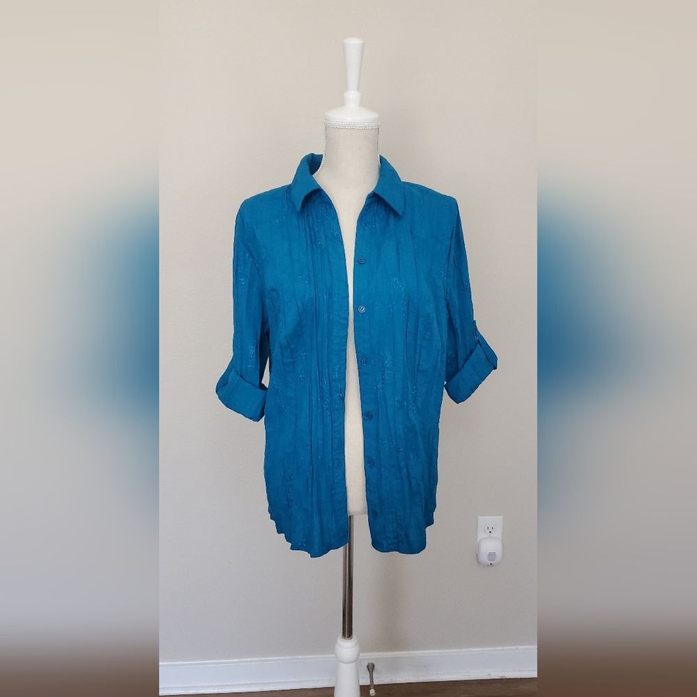 CJ Banks Blue Button Up